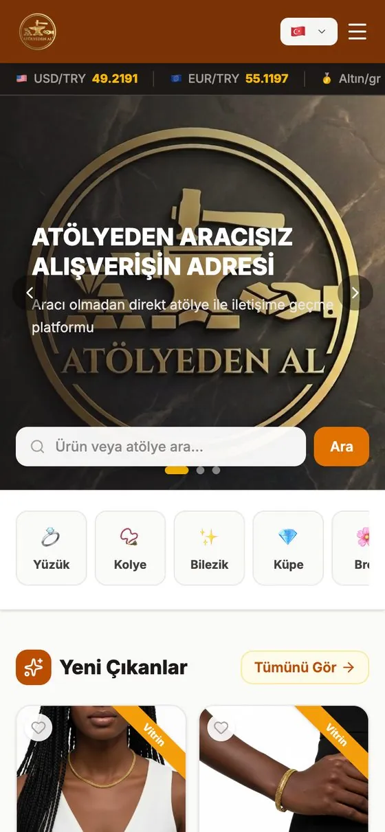 Atölyeden Al, mobil görünüm